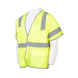 SKWK057 custom reflective safety short sleeve coat breathable mesh hook and loop placket work uniform store SKWK057 custom reflective safety short sleeve coat breathable mesh hook and loop placket work uniform store